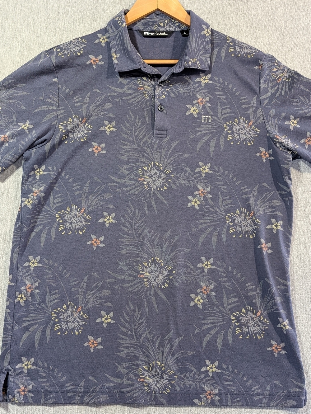 Travis Mathew Golf Polo Shirt Men's Large Floral Pattern